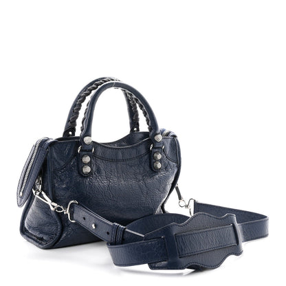 Balenciaga Agneau Giant 12 Silver Hardware Mini City Bleu Roi
