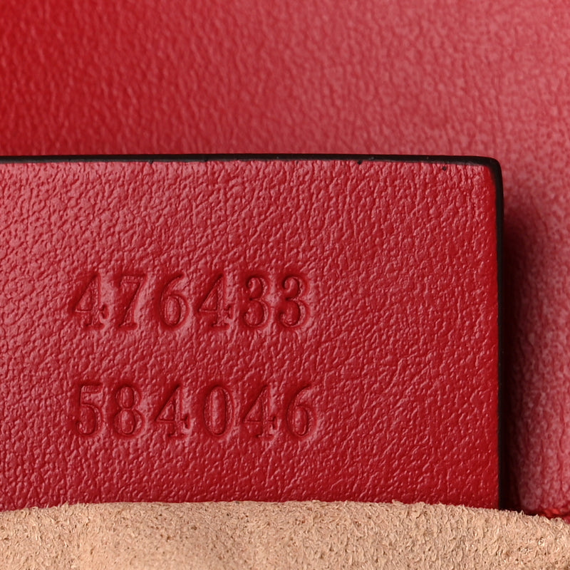 Gucci Calfskin Matelasse Super Mini GG Marmont Shoulder Bag Hibiscus Red
