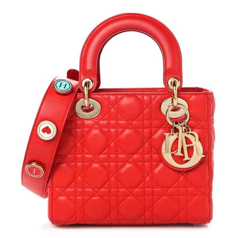 Christian Dior Lambskin Cannage Small My ABCDior Lady Dior Red