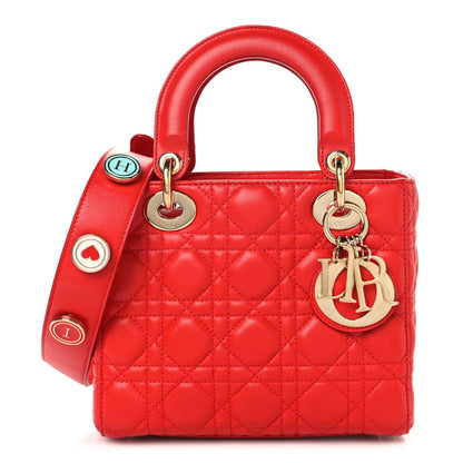 Christian Dior Lambskin Cannage Small My ABCDior Lady Dior Red
