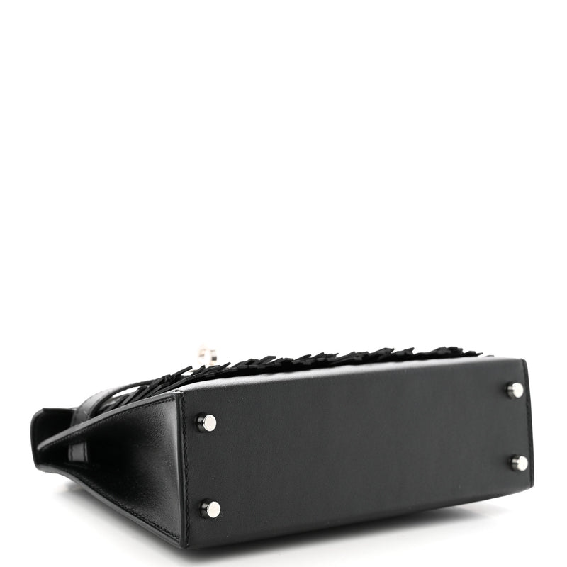 Hermes Tadelakt Sombrero Box Pampilles Mini Kelly Sellier 20 Black