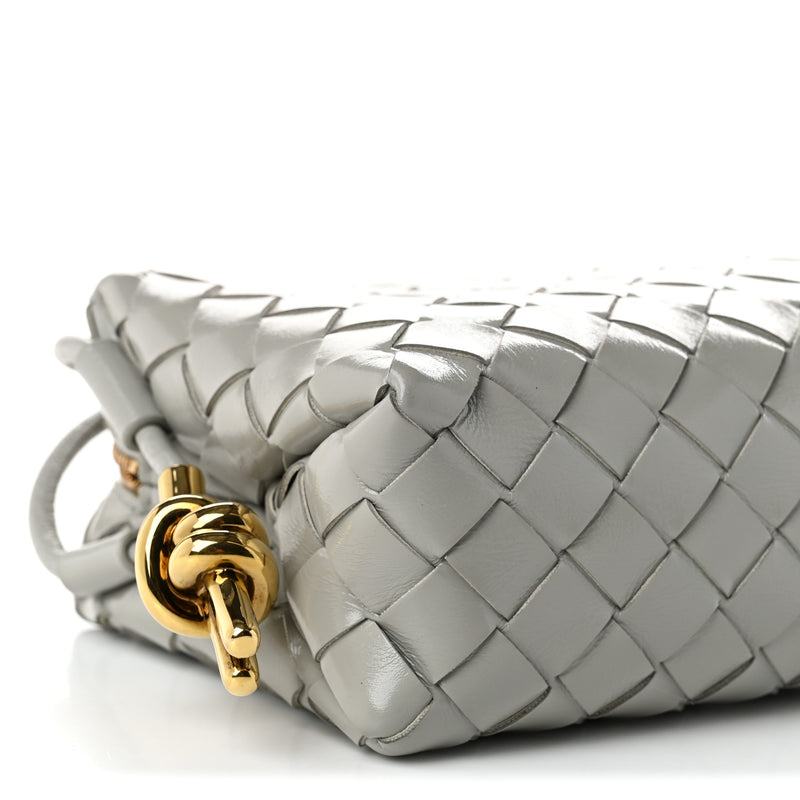 Bottega Veneta Polished Nappa Intrecciato Metallic Knot Mini Loop Camera Bag Sterling