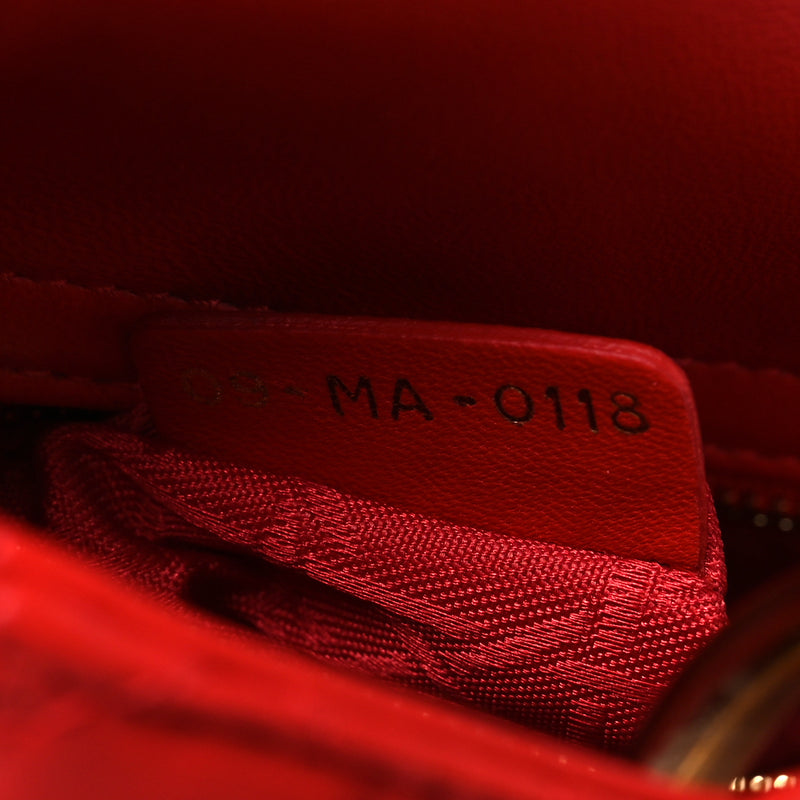 Christian Dior Lambskin Cannage Small My ABCDior Lady Dior Red