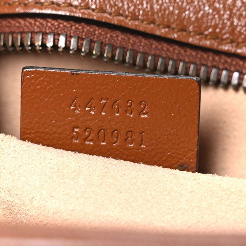 Gucci Glazed Calfskin Matelasse Diagonal Small GG Marmont Chain Shoulder Bag Cuir