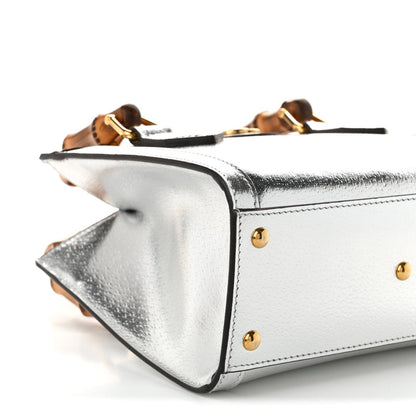 Gucci Textured Calfskin Mini Diana Tote Bag Silver Sugar Pink