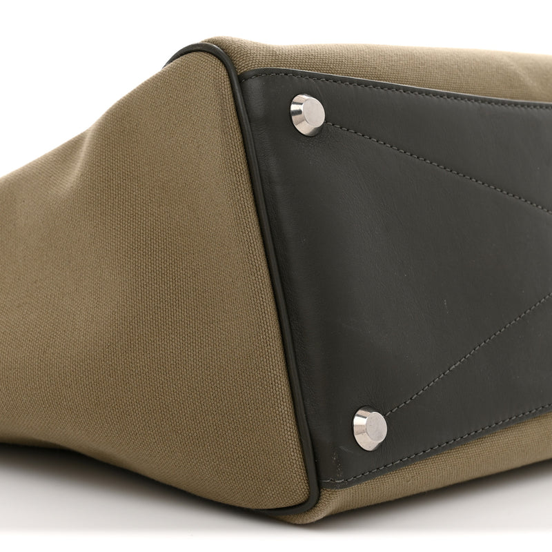 Balenciaga Canvas Smooth Calfskin Medium Bel Air Carry All Bag Khaki