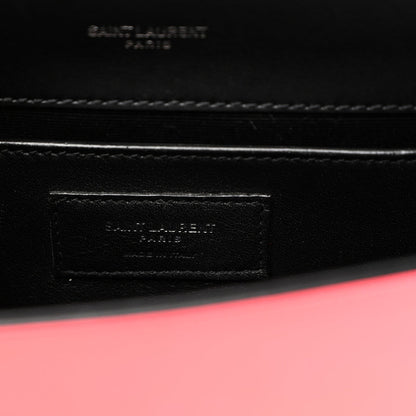 Saint Laurent Patent Grain de Poudre Small Monogram Kate Satchel Neon Pink