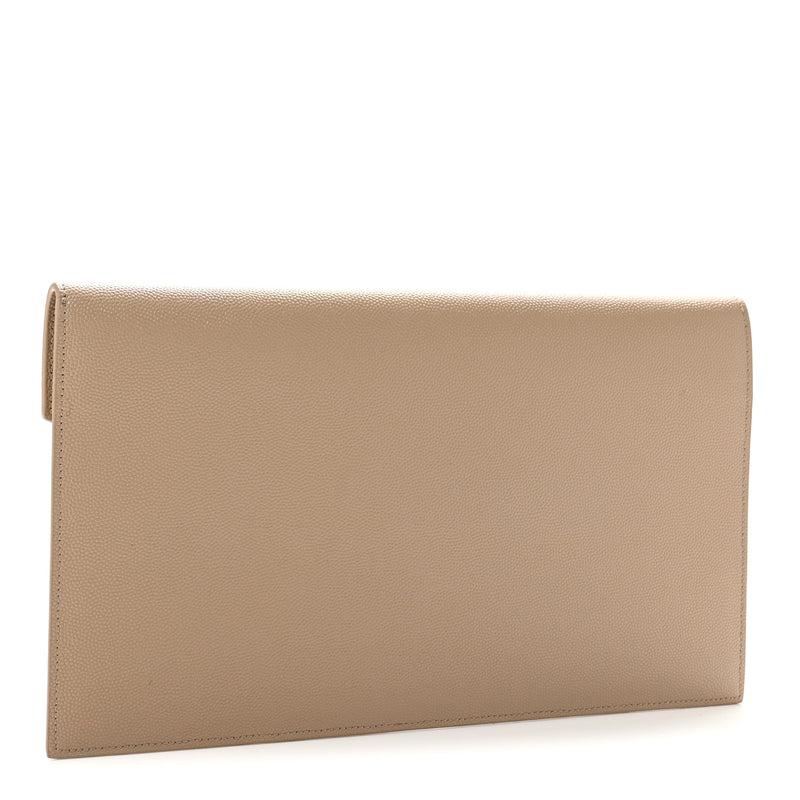 Saint Laurent Grain De Poudre Uptown Pouch Dark Beige