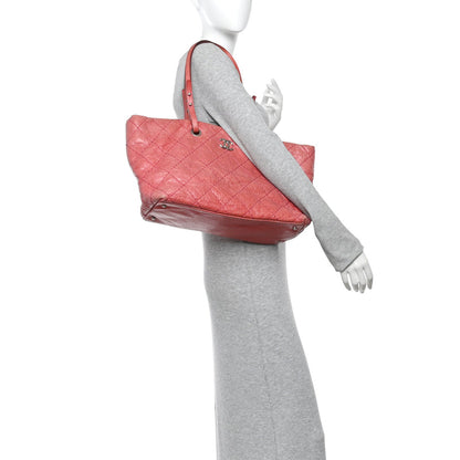 Chanel Glazed Calfskin Large On The Road Tote Pink