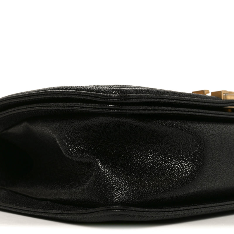 Chanel Caviar Chevron Quilted Medium Boy Flap Black
