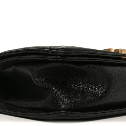Chanel Caviar Chevron Quilted Medium Boy Flap Black