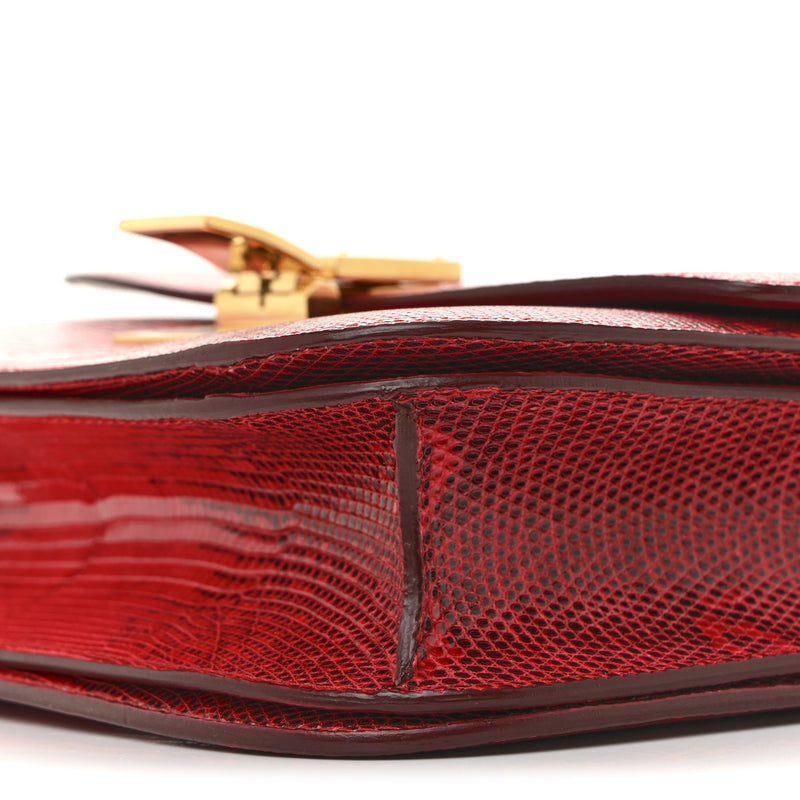 Celine Lizard Medium Classic Box Flap Bag Ruby