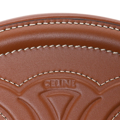 Celine Smooth Calfskin Cuir Small Triomphe Oval Crossbody Purse Tan