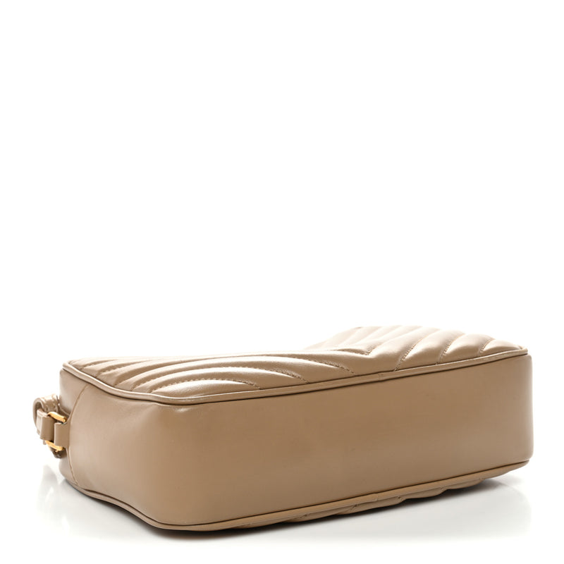 Saint Laurent Calfskin Matelasse Monogram Lou Camera Bag Dark Beige