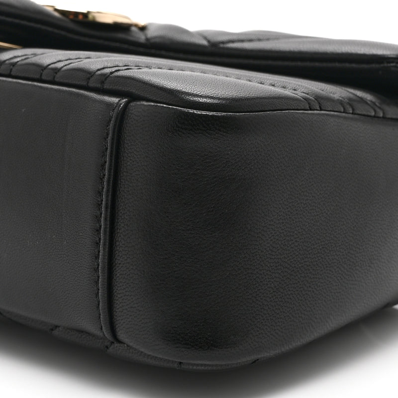 Gucci Lambskin Matelasse Medium GG Marmont Shoulder Bag Black