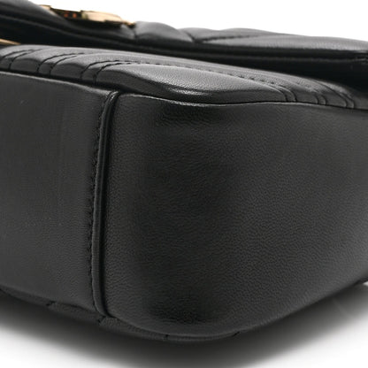 Gucci Lambskin Matelasse Medium GG Marmont Shoulder Bag Black