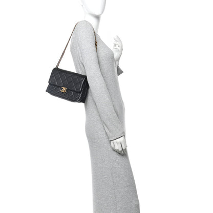 Chanel Calfskin Quilted Belt Chain Flap Black