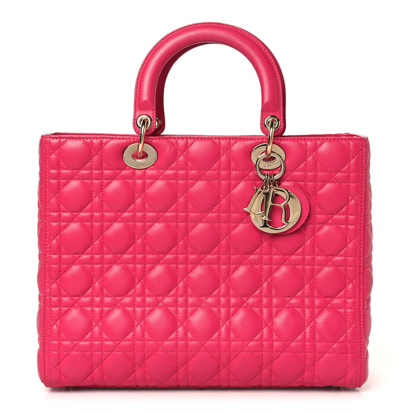 Christian Dior Lambskin Cannage Large Lady Dior Pink
