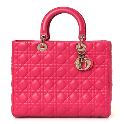 Christian Dior Lambskin Cannage Large Lady Dior Pink