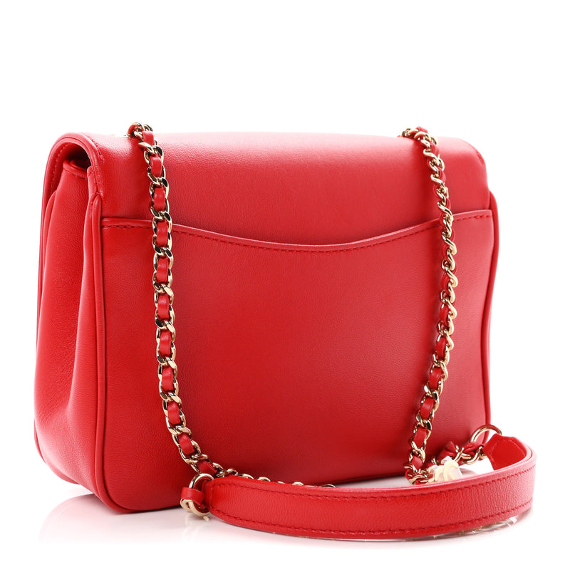 Chanel Lambskin CC Mania Flap Bag Red