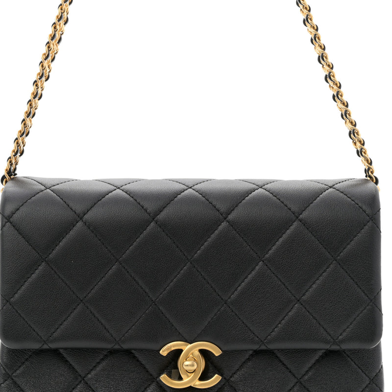 Chanel Calfskin Quilted Belt Chain Flap Black