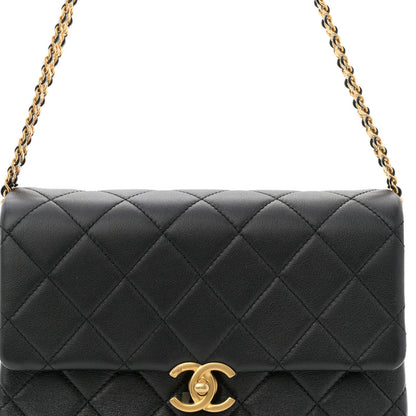 Chanel Calfskin Quilted Belt Chain Flap Black
