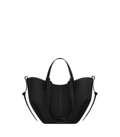 Cyme Mini - Textured Black with Ecru Stitching