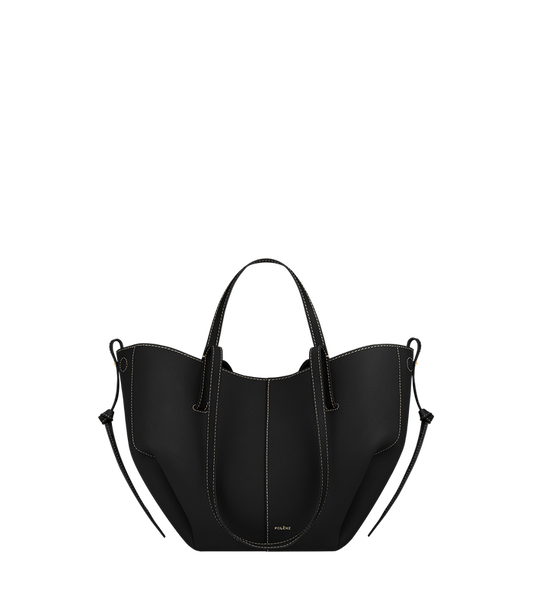 Cyme Mini - Textured Black with Ecru Stitching