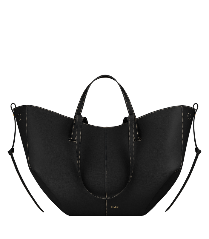 Cyme - Textured Black with Ecru Stitching