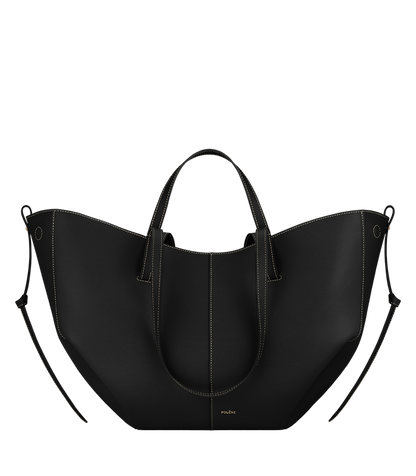 Cyme - Textured Black with Ecru Stitching