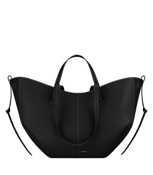 Cyme - Textured Black with Ecru Stitching