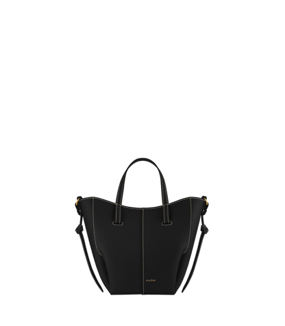 Cyme Tote Nano - Textured Black with Ecru Stitching