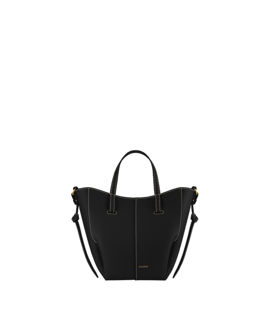 Cyme Tote Nano - Textured Black with Ecru Stitching