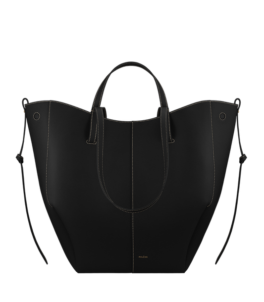 Cyme Tote - Textured Black with Ecru Stitching