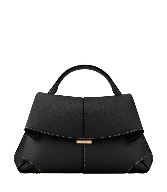 Mokki - Textured Black with Ecru Stitching