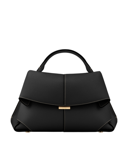 Mokki - Textured Black with Ecru Stitching