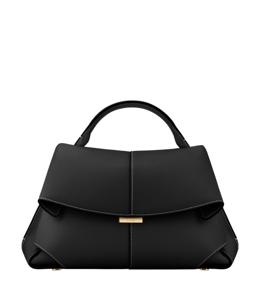 Mokki - Textured Black with Ecru Stitching