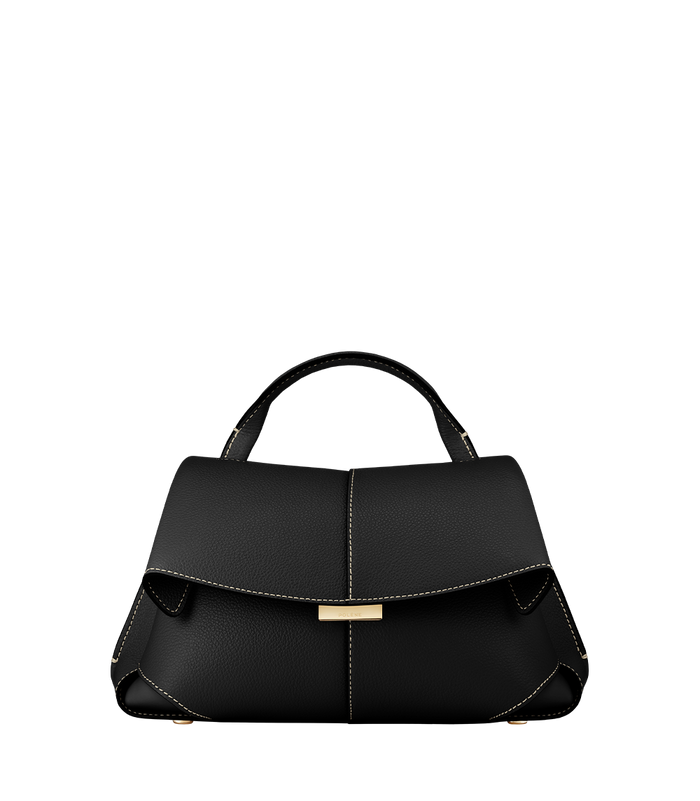 Mokki Mini - Textured Black with Ecru Stitching