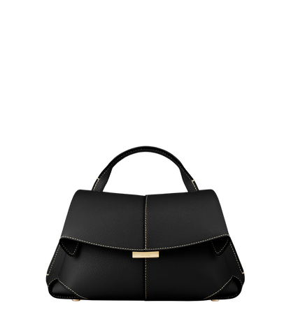 Mokki Mini - Textured Black with Ecru Stitching
