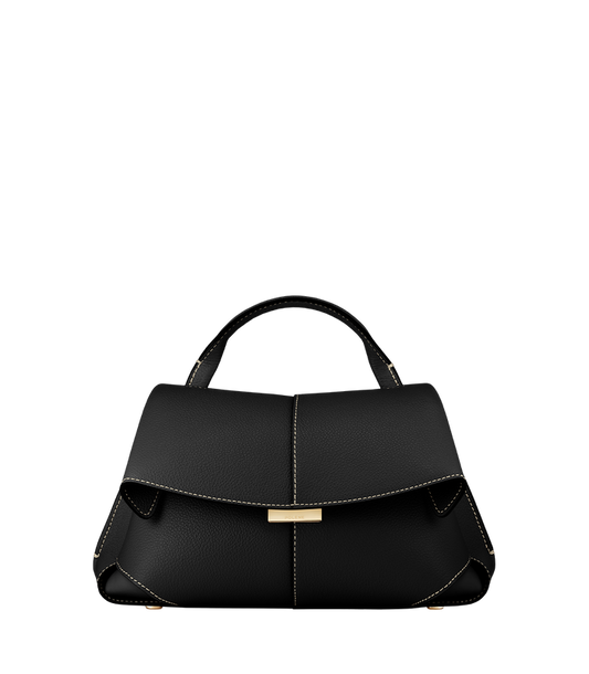 Mokki Mini - Textured Black with Ecru Stitching